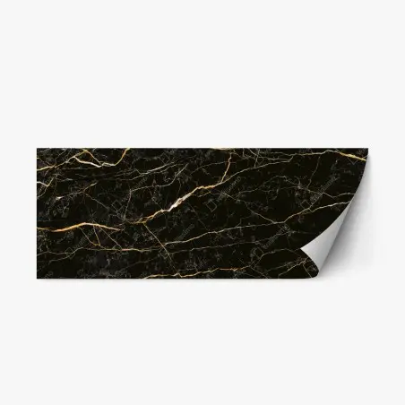 Sticker repositionnable marbre noir aux veines dorées – Wallnifity®