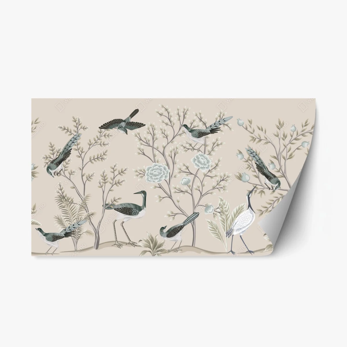Sticker repositionnable jardin d'oiseaux et feuillages aux tons pastel – Wallnifity® Sticker repositionnable jardin d'oiseaux et feuillages aux tons pastel – Wallnifity®
