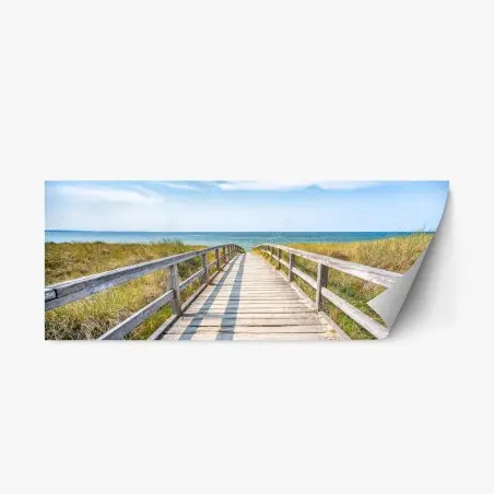 Sticker repositionnable passerelle en bois vers l'océan – Wallnifity®