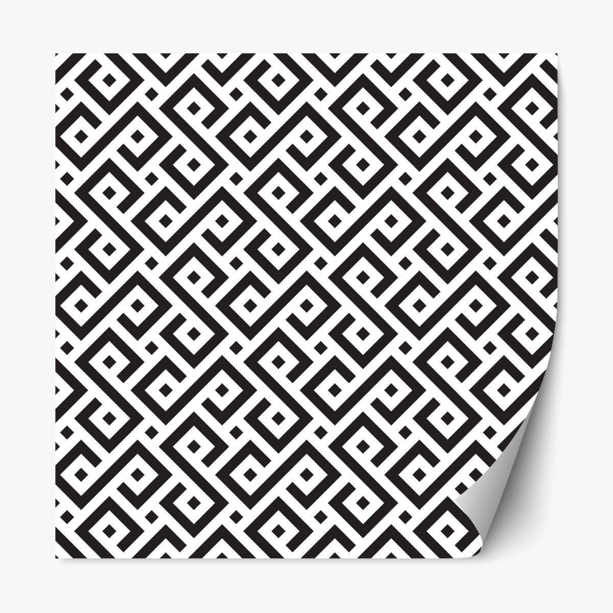 Sticker repositionnable motif méandre géométrique noir et blanc pour décoration murale – Wallnifity®