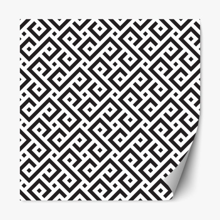 Sticker repositionnable motif méandre géométrique noir et blanc pour décoration murale – Wallnifity®