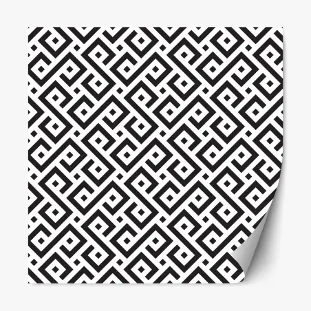 Sticker repositionnable motif méandre géométrique noir et blanc pour décoration murale – Wallnifity®