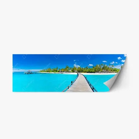 Sticker repositionnable ponton vers l'île paradisiaque – Wallnifity®