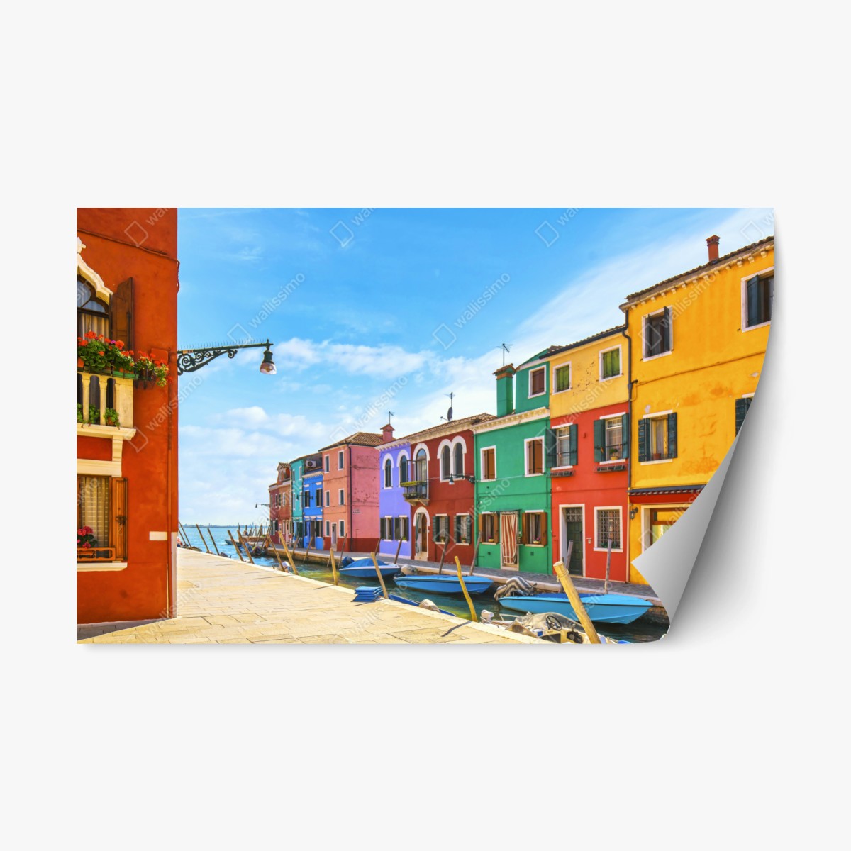 Sticker repositionnable ruelle colorée à Burano – Wallnifity®