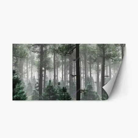 Sticker repositionnable forêt brumeuse et mystérieuse – Wallnifity®