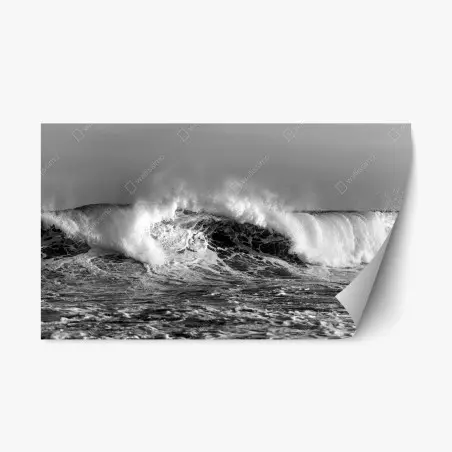 Sticker repositionnable vague puissante en noir et blanc – Wallnifity®