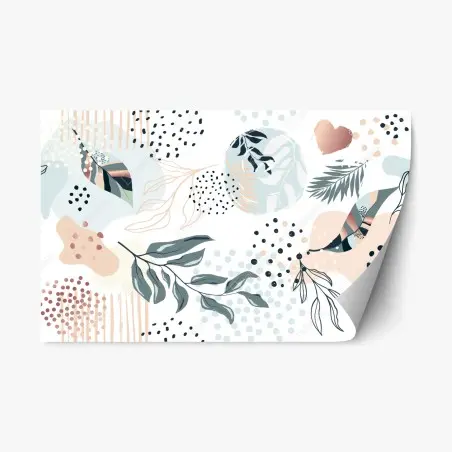 Sticker repositionnable esprit botanique abstrait pastel – Wallnifity®