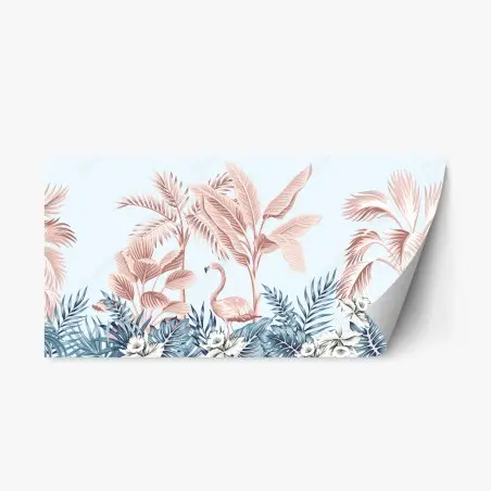 Sticker repositionnable jungle pastel au flamant rose – Wallnifity®