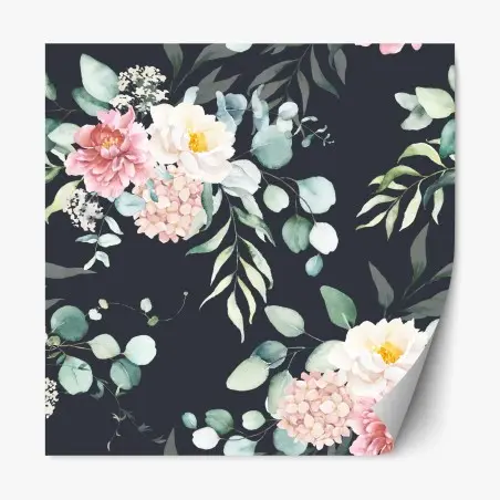 Sticker repositionnable bouquet aquarelle sur fond sombre – Wallnifity®