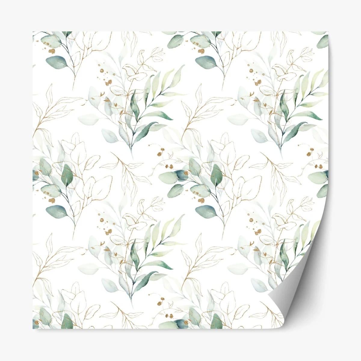 Sticker repositionnable motif botanique aquarelle vert et doré – Wallnifity® Sticker repositionnable motif botanique aquarelle vert et doré – Wallnifity®