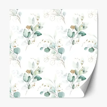 Sticker repositionnable motif botanique aquarelle eucalyptus doré – Wallnifity®