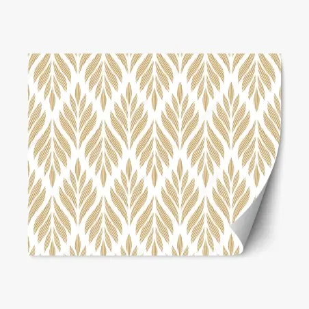 Sticker repositionnable motif feuilles dorées pour décoration murale – Wallnifity®