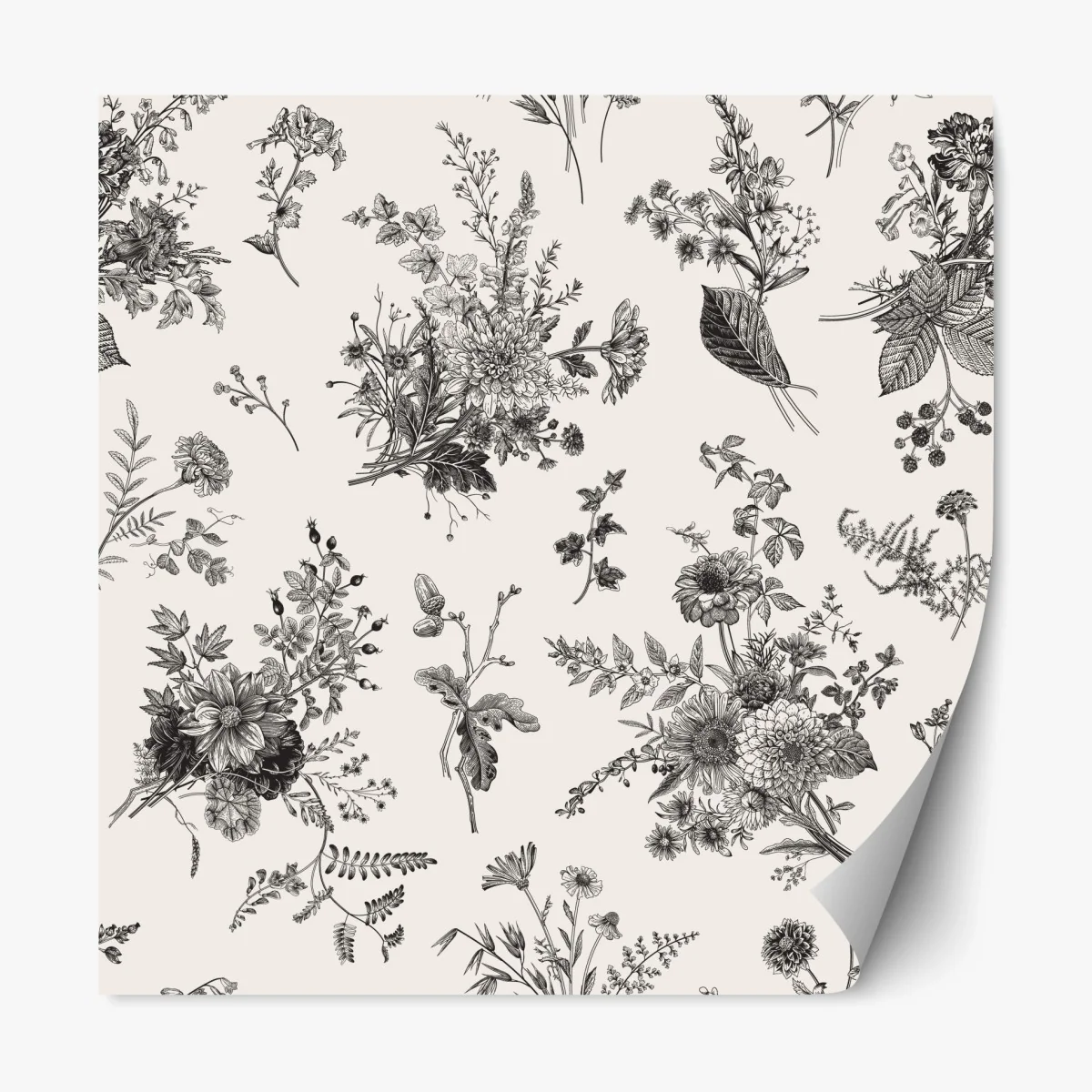 Sticker repositionnable motif floral automnal en noir et blanc – Wallnifity® Sticker repositionnable motif floral automnal en noir et blanc – Wallnifity®