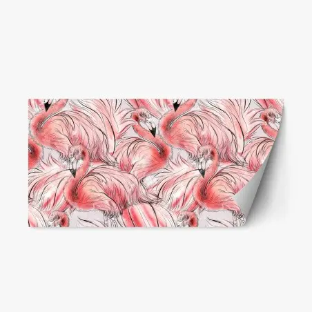 Sticker repositionnable motif flamants roses aquarelle élégant – Wallnifity®