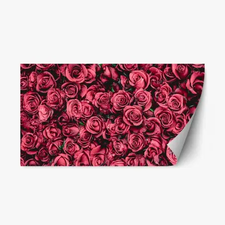 Sticker repositionnable bouquet de roses rouges en gros plan – Wallnifity®