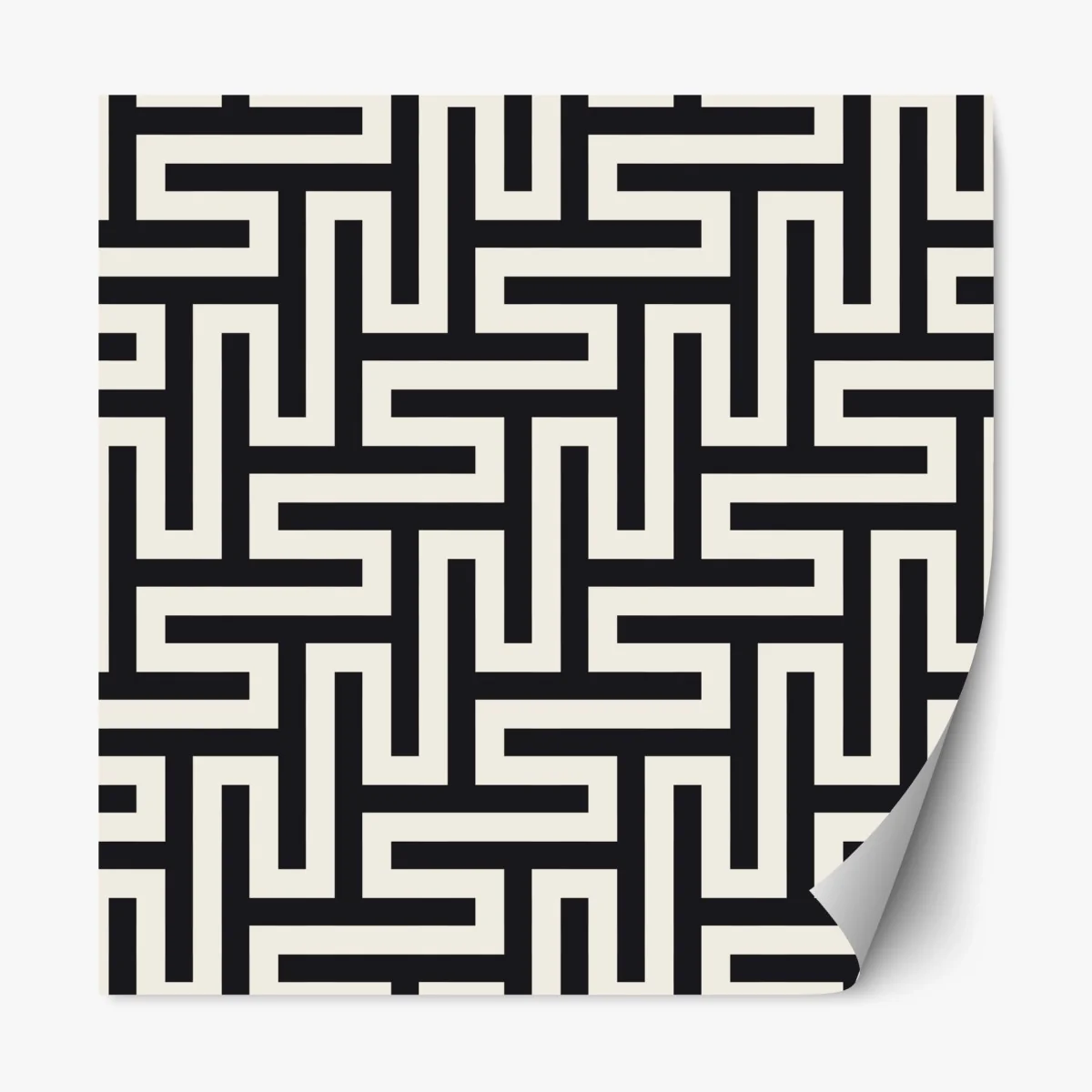 Sticker repositionnable motif labyrinthe géométrique noir et beige – Wallnifity® Sticker repositionnable motif labyrinthe géométrique noir et beige – Wallnifity®