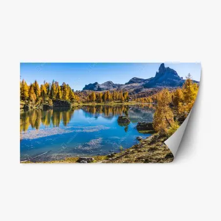 Sticker repositionnable reflets d'automne au lac alpin – Wallnifity®