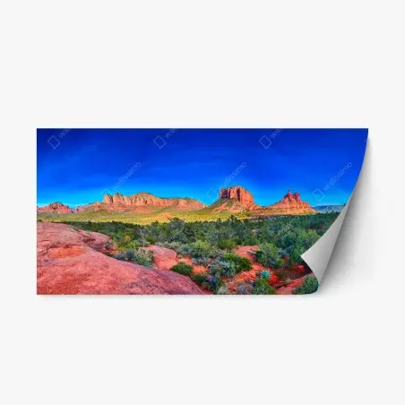 Sticker repositionnable panorama de Bell Rock, Courthouse Butte et Munds Mountain, Arizona – Wallnifity®