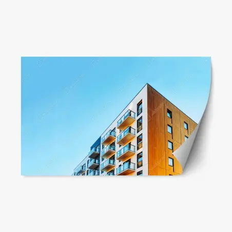 Sticker repositionnable balcons contemporains contre un ciel bleu – Wallnifity®