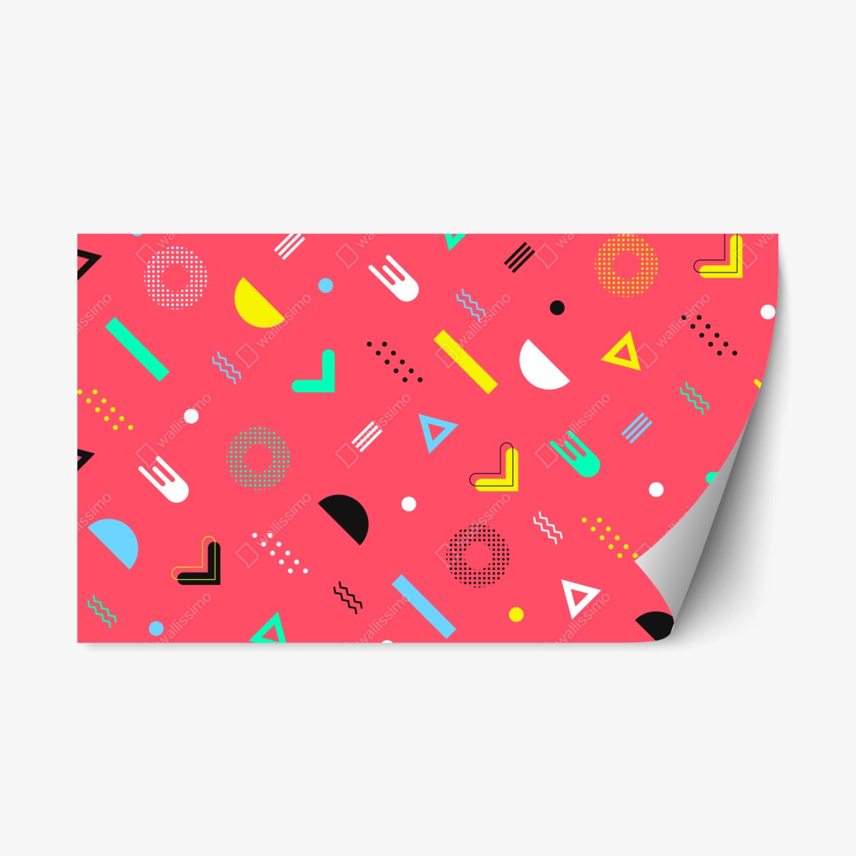 Sticker repositionnable motif géométrique rétro années 80 rose corail – Wallnifity®