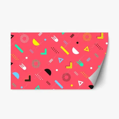 Sticker repositionnable motif géométrique rétro années 80 rose corail – Wallnifity®