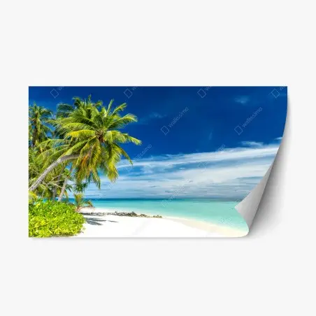 Sticker repositionnable côte tropicale aux eaux turquoises – Wallnifity®