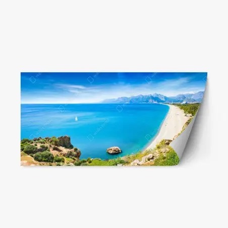 Sticker repositionnable panorama côtier d'Antalya, plage de Konyaalti – Wallnifity®