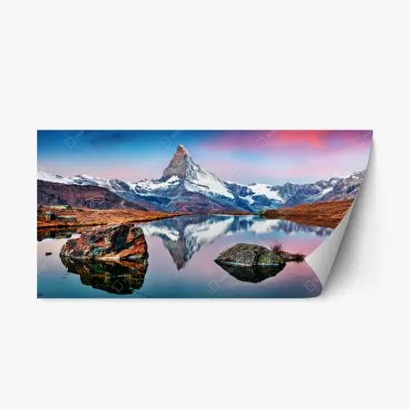 Sticker repositionnable reflet du Cervin au lac Stellisee – Wallnifity®