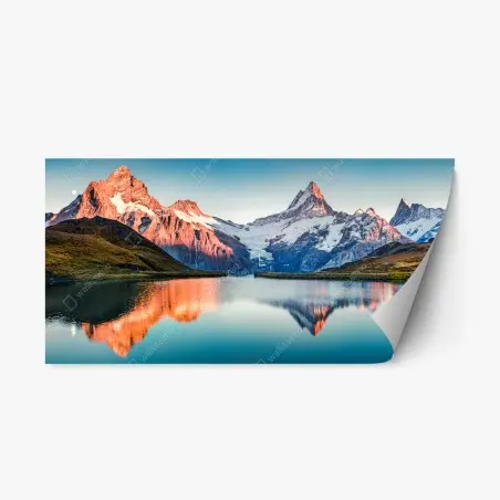 Sticker repositionnable panoramique alpin au coucher de soleil à Bachalpsee, Grindelwald – Wallnifity®