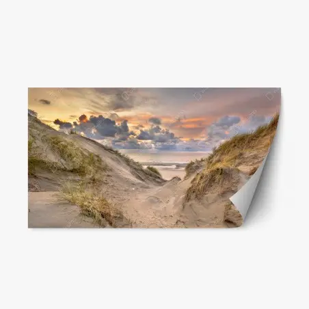 Sticker repositionnable coucher de soleil sur les dunes de Zélande – Wallnifity®