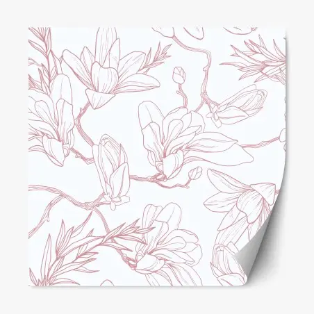 Sticker repositionnable motif magnolia délicat et aérien – Wallnifity®