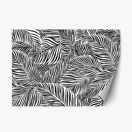 Sticker repositionnable feuillage graphique noir et blanc – Wallnifity®