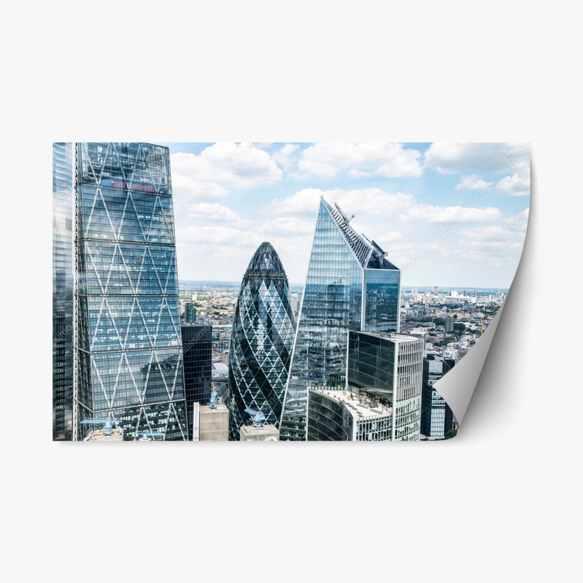 Sticker repositionnable panorama urbain de Londres aux gratte-ciel en verre – Wallnifity®