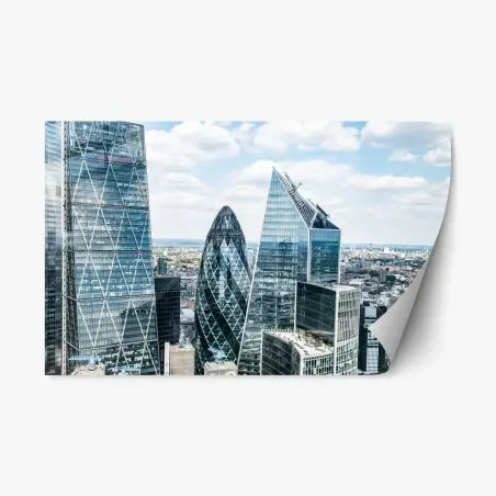 Sticker repositionnable panorama urbain de Londres aux gratte-ciel en verre – Wallnifity®