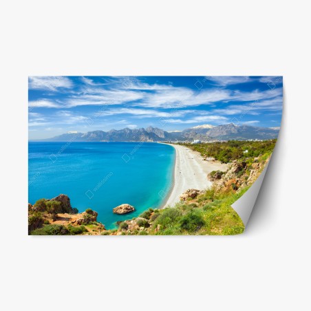 Sticker repositionnable panorama marin de la plage de Konyaalti, Antalya, Turquie – Wallnifity®