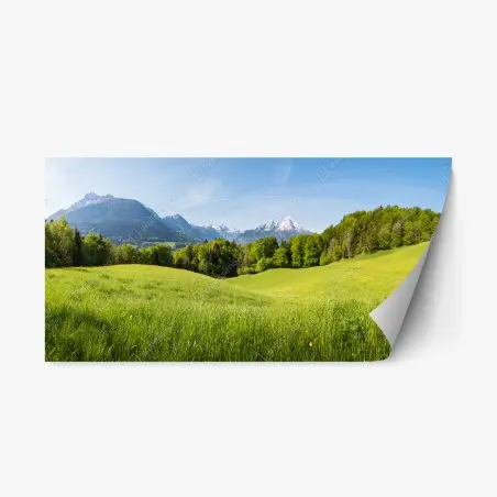 Sticker repositionnable paysage printanier alpin panoramique – Wallnifity®