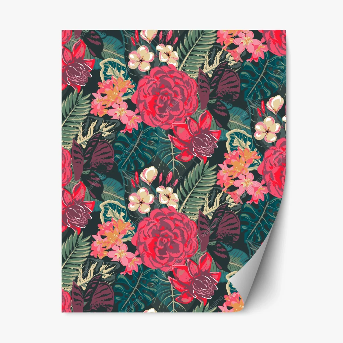 Sticker repositionnable parure botanique tropicale aux fleurs rouges – Wallnifity® Sticker repositionnable parure botanique tropicale aux fleurs rouges – Wallnifity®