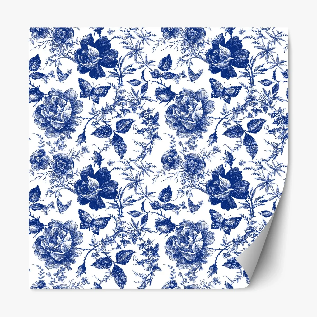 Sticker repositionnable motif floral bleu classique et raffiné – Wallnifity® Sticker repositionnable motif floral bleu classique et raffiné – Wallnifity®