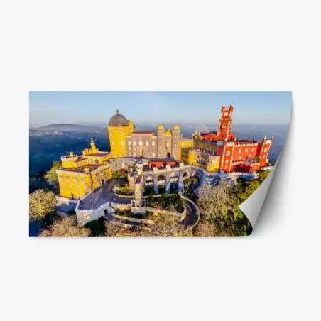 Sticker repositionnable panorama coloré du palais de Pena à Sintra – Wallnifity®