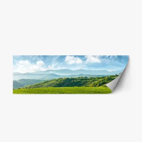 Sticker repositionnable panorama printanier des collines de Roumanie – Wallnifity®