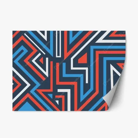Sticker repositionnable motif géométrique dynamique bleu et rouge – Wallnifity®