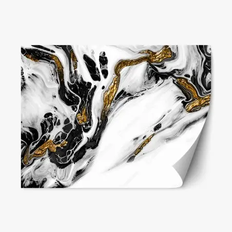 Sticker repositionnable marbre abstrait noir et or – Wallnifity®