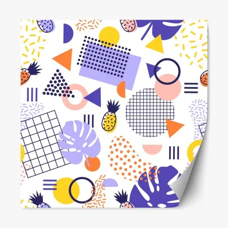 Sticker repositionnable motif tropical géométrique coloré – Wallnifity®