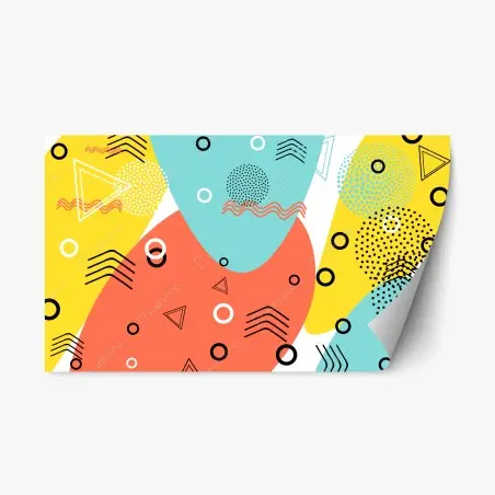 Sticker repositionnable composition abstraite aux formes colorées et motifs géométriques – Wallnifity®