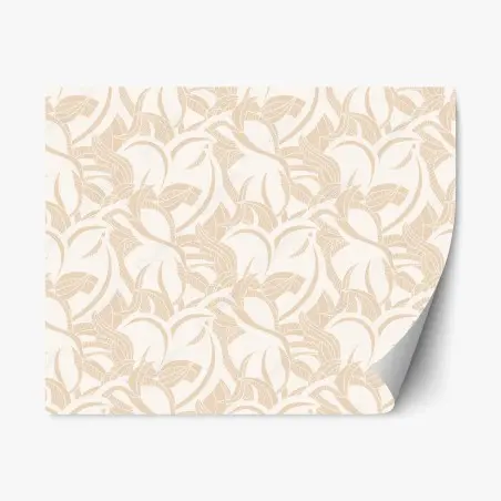 Sticker repositionnable motif feuillage beige délicat – Wallnifity®