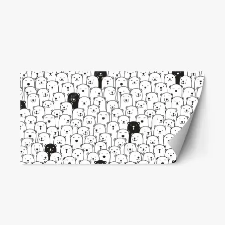 Sticker repositionnable nuée d'ours mignons noir et blanc – Wallnifity®