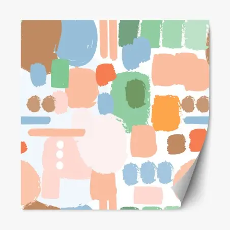 Sticker repositionnable composition abstraite de coups de pinceau pastel – Wallnifity®
