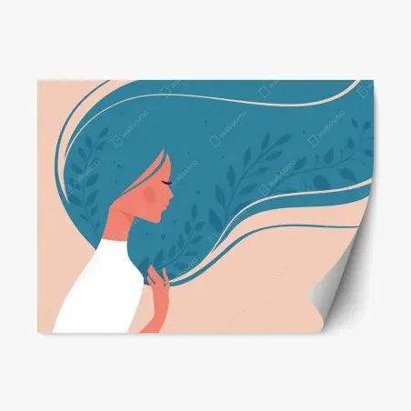 Sticker repositionnable portrait féminin à la chevelure florale – Wallnifity®
