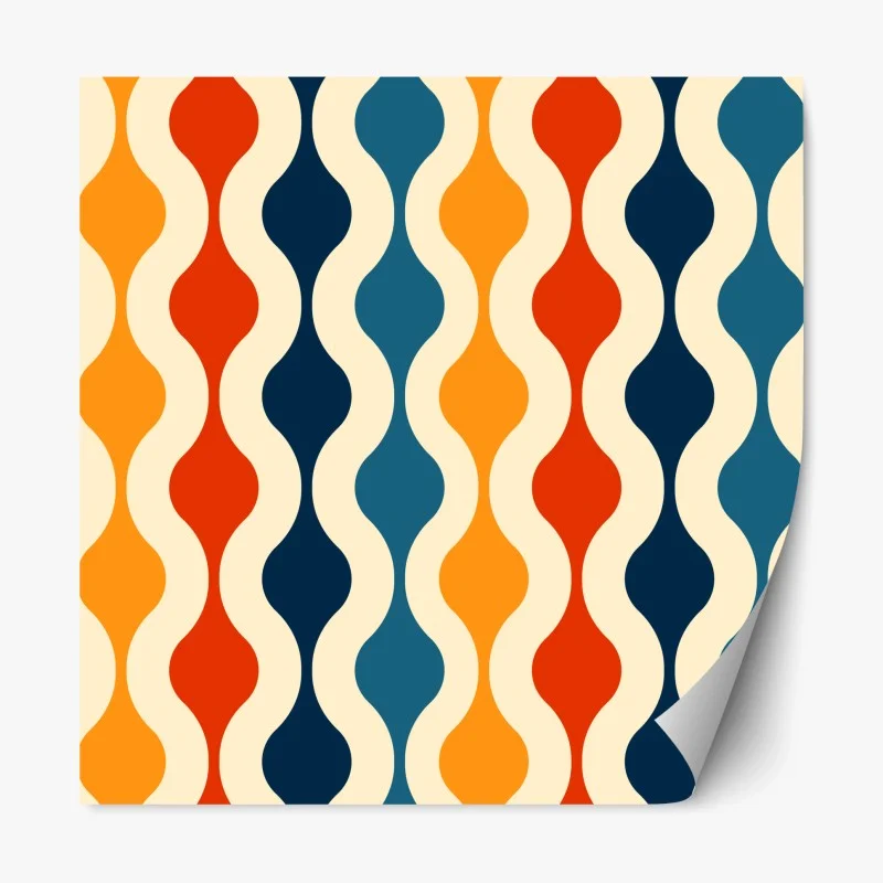 Sticker repositionnable motif rétro ondulé aux couleurs chaudes – Wallnifity® Sticker repositionnable motif rétro ondulé aux couleurs chaudes – Wallnifity®