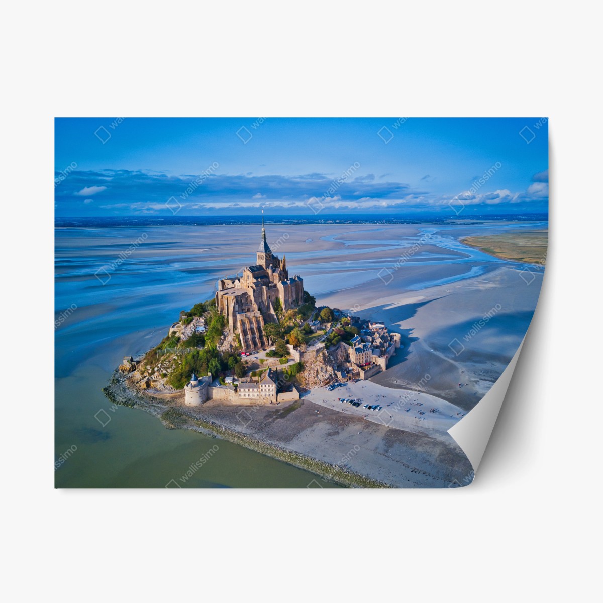 Sticker repositionnable vue aérienne de Mont-Saint-Michel en lumière naturelle – Wallnifity®